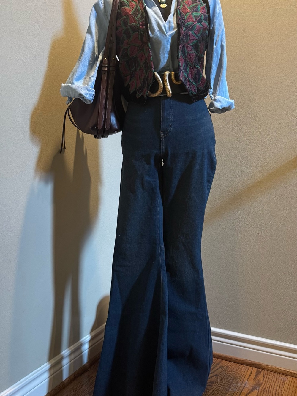 Lucky & Blessed Dark Blue High-Rise Wide Leg Jeans